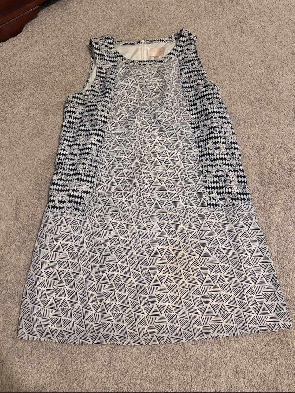 Skies Are Blue Navy and White Printed Sleeveless Shift Dress